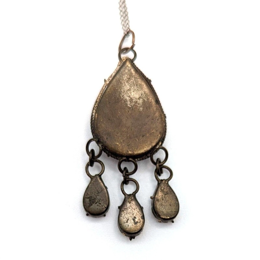 Antique Italian Micro-Mosaic Silver Pendant Lavalier Necklace w Sterling Chain - Picture 5 of 9